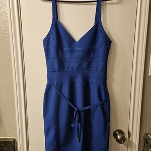 Royal Blue Bandage Dress – Strappy Design with Waist Belt Detail